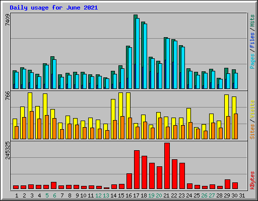Daily usage for June 2021